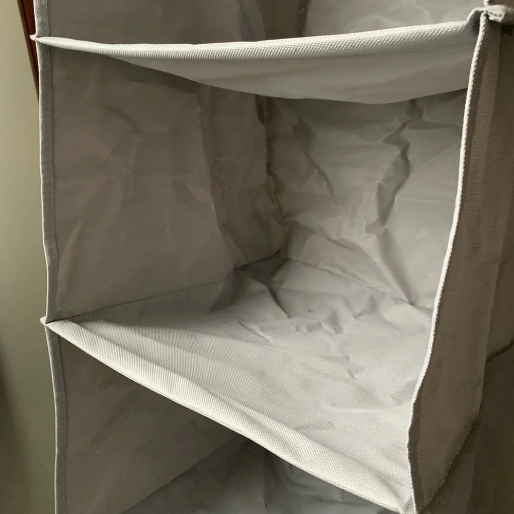 NEW 6-Shelf Hanging Closet Organizer w/Hanging Hooks in Gray